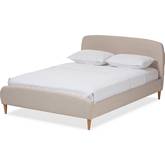 Mia Queen Platform Bed in Light Beige Fabric